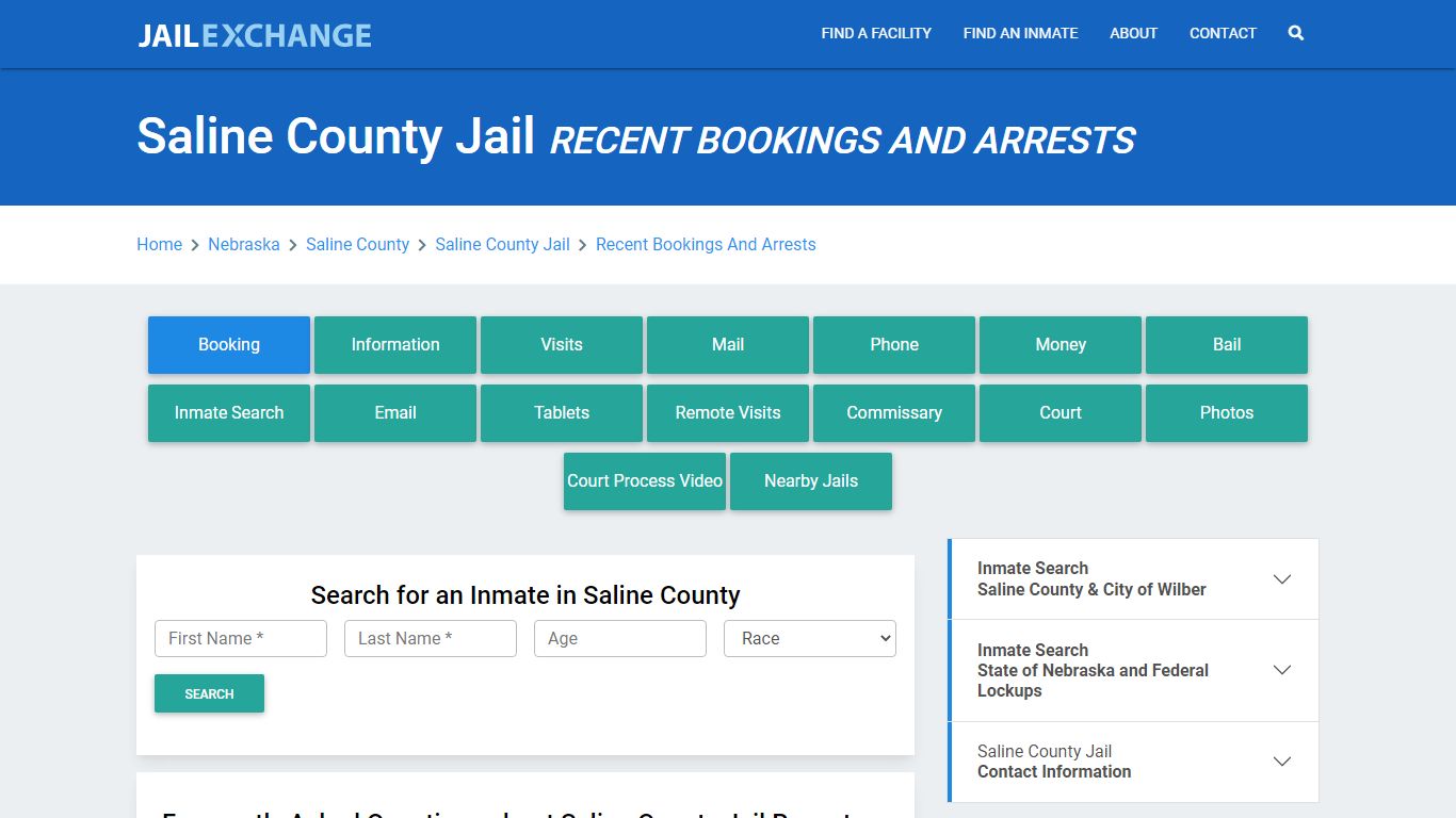 Saline County Jail NE Recent Arrests and Bookings - Jail Exchange