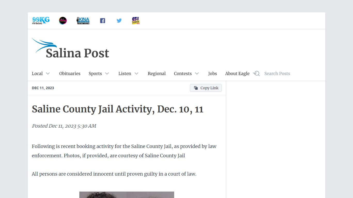 Saline County Jail Activity, Dec. 10, 11 - Salina Post